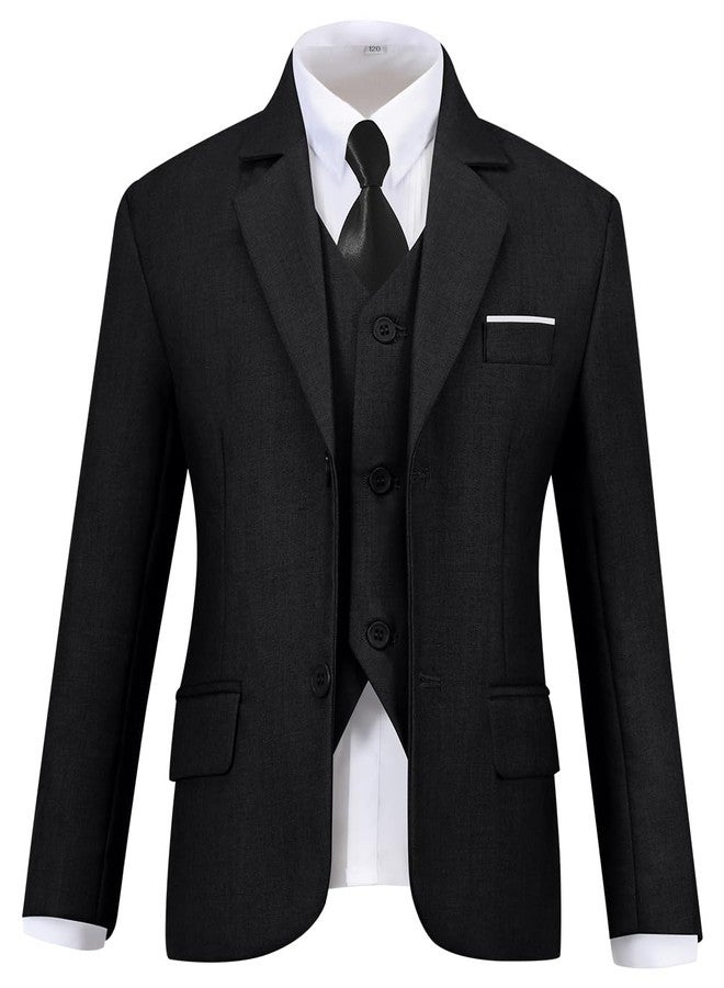 Visaccy Kids Suits for Boy Toddler Wedding Outfit Slim Fit Formal Wear Black Boys Suit Size 14 - Image 3